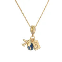 Stylish Earth Airplane Necklace with Zircon in Gold-Plated