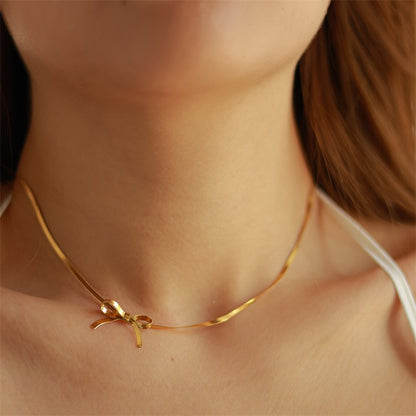 Chic Bow Knot Necklace with 18K Gold Plating