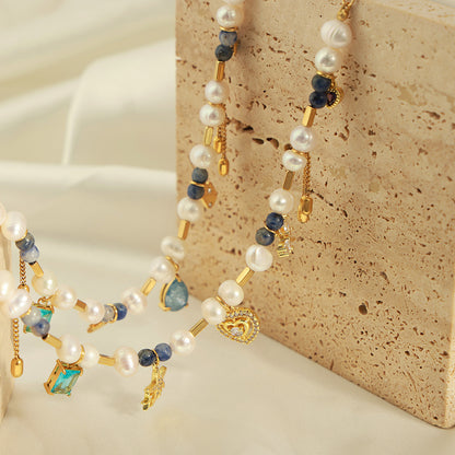 Ocean-Inspired Layered Necklace: Starfish, Shell, and Hippocampus Motifs