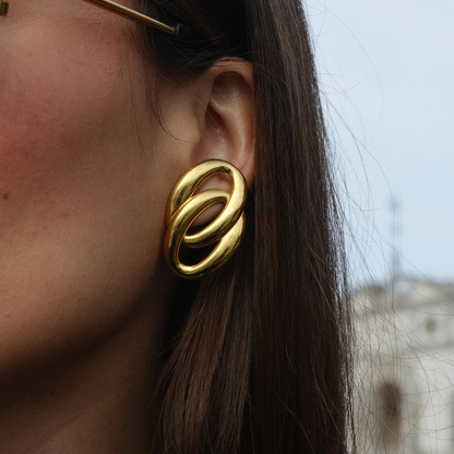 Modern Irregular 18K Gold Plated Ear Studs for a Casual Look