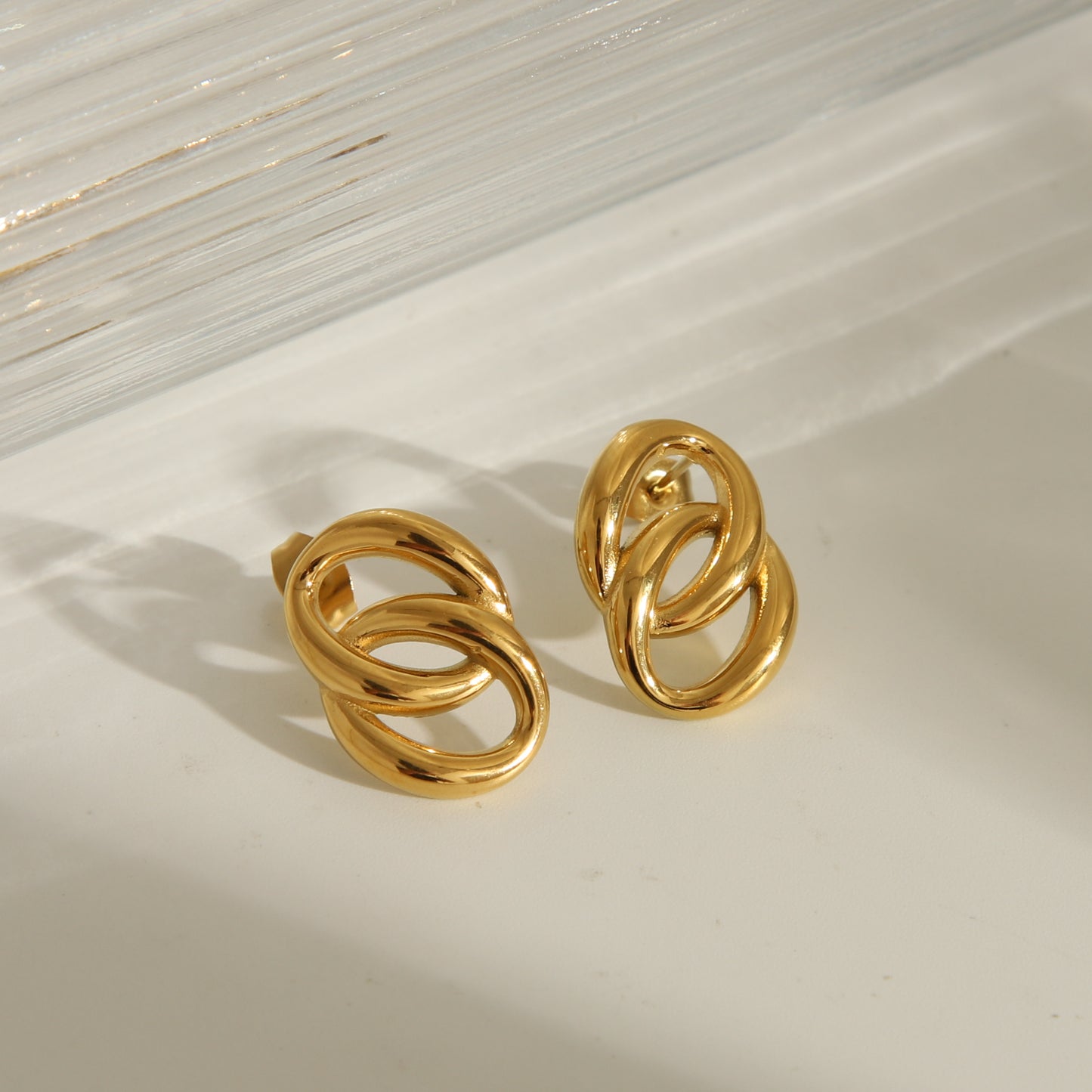 Modern Irregular 18K Gold Plated Ear Studs for a Casual Look