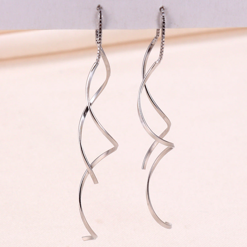 Elegant 925 Silver Geometric Ear Line Earrings