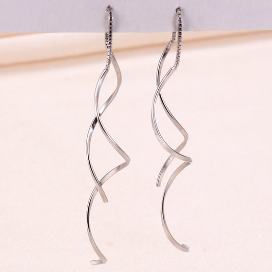 Elegant 925 Silver Geometric Ear Line Earrings