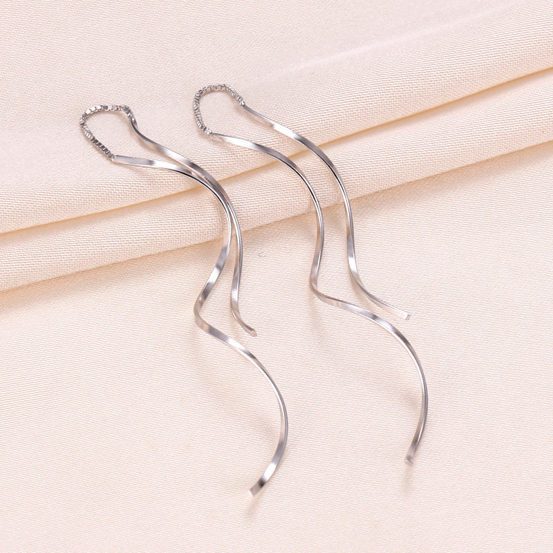 Elegant 925 Silver Geometric Ear Line Earrings