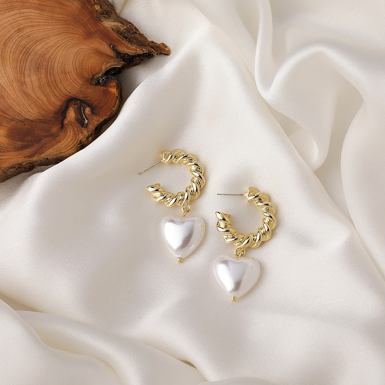 Stylish Heart Plated Alloy Hoop Earrings with Minimalist Design