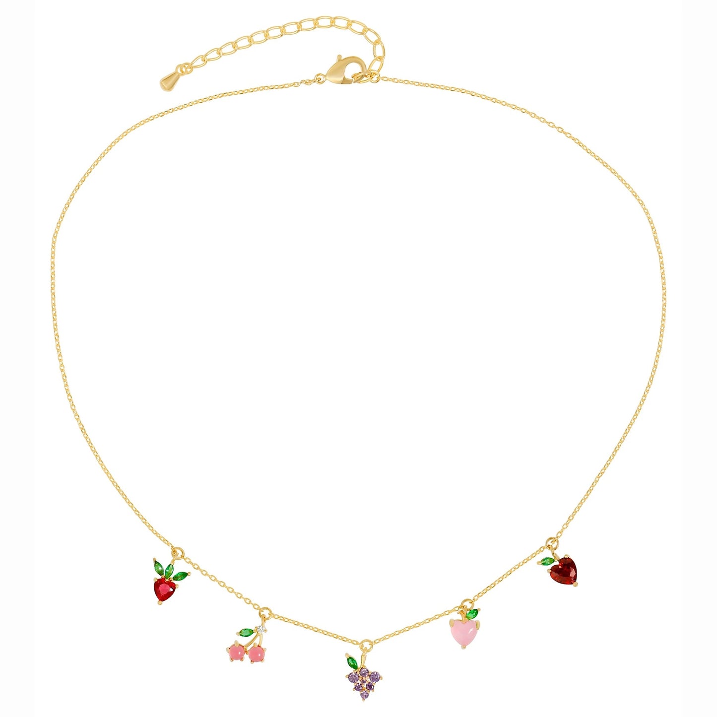 Stylish 18K Gold-Plated Necklace: Fruit Design with Zircon